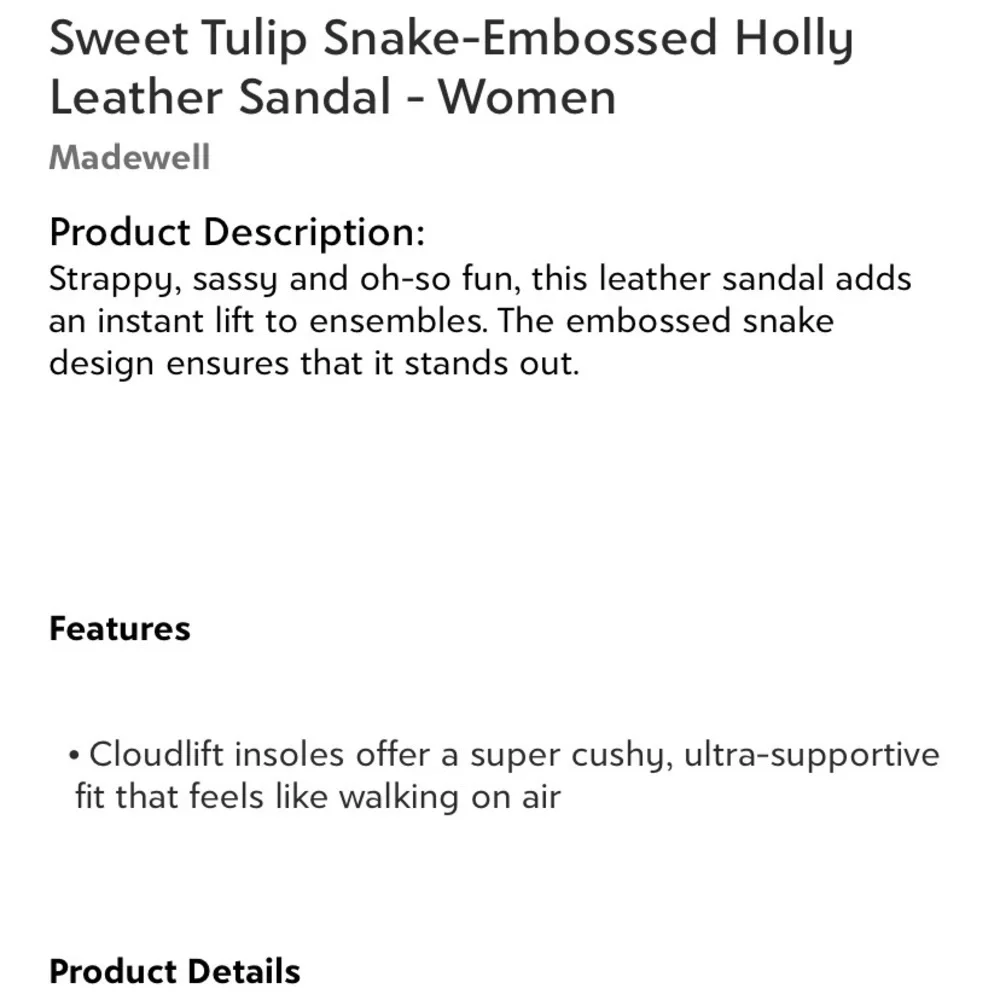 Madewell Snake-Embossed Holly Leather Sandals